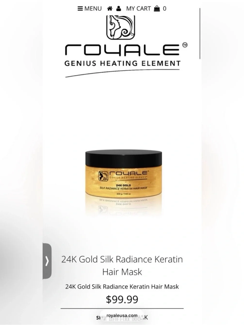 Royale 24K Gold Silk Radiance Keratin Hair Mask ~ Retail $99